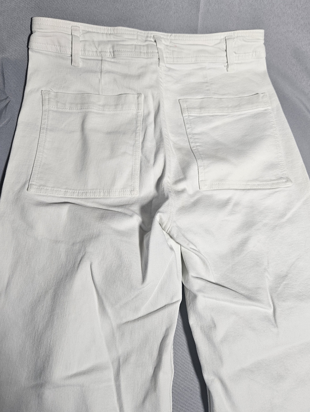 ZARA The Marine Straight High Rise Wide Leg Jeans White Coastal Nautical Size 8 - Picture 6 of 8